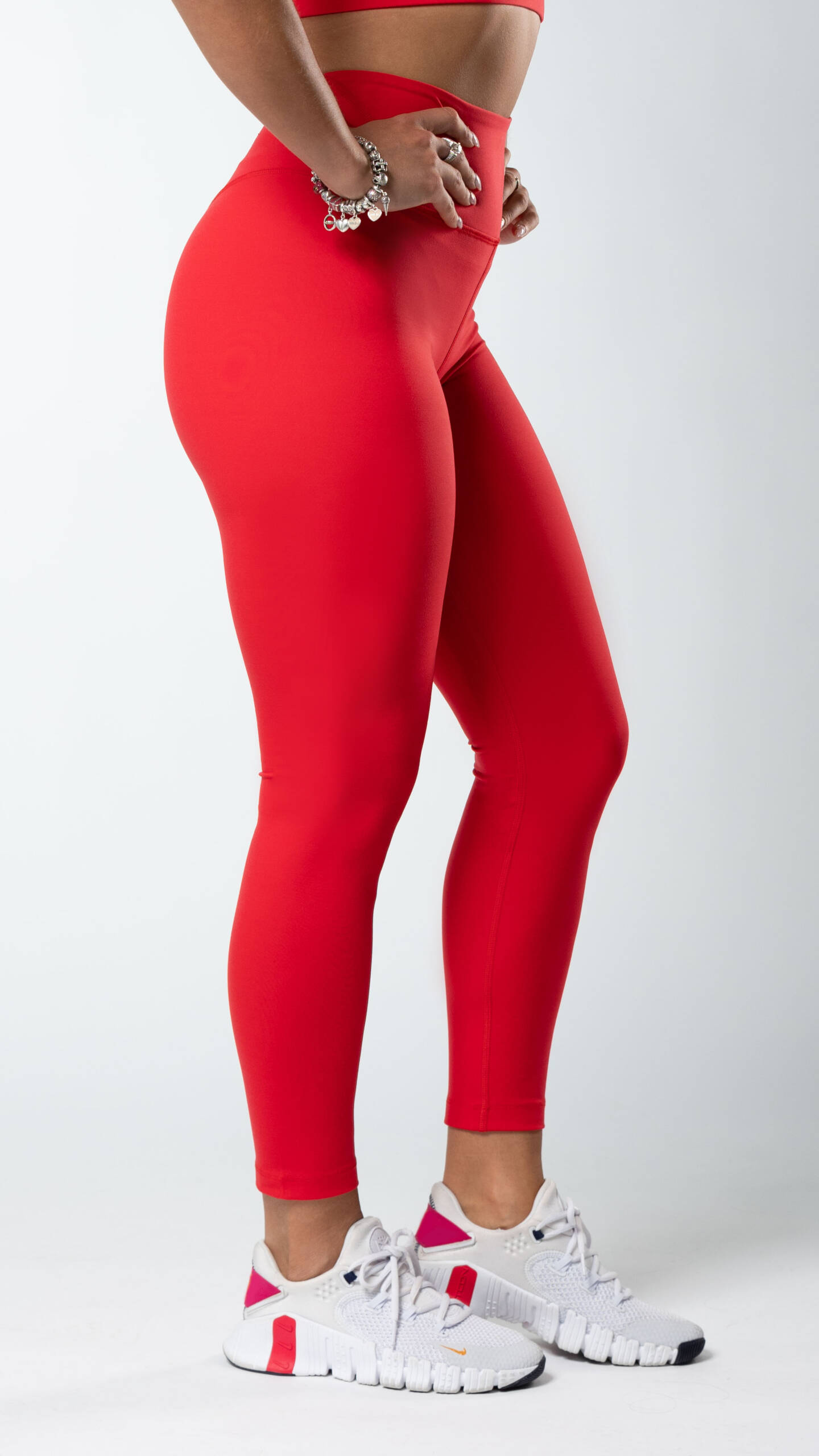 ATHLIZUR Women's Workout Motivation High Waist Leggings | with Back Pocket  | Ankle Length | Polyester-Elastane | Red